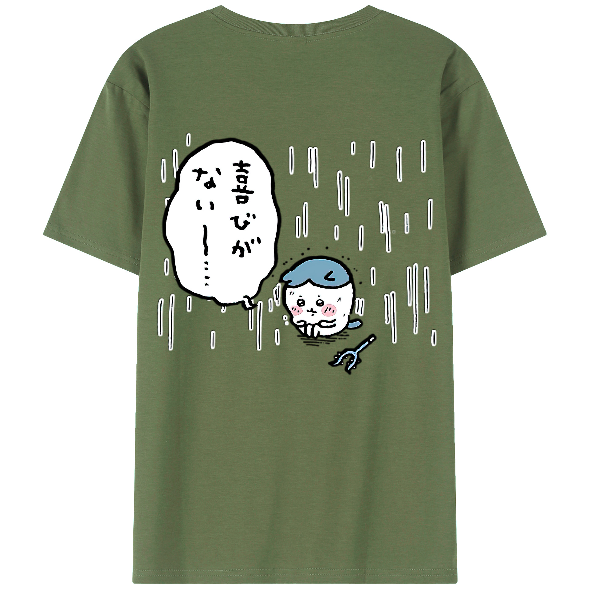 （画像用） ちいかわ ハチワレ Chii-kawa hachiware 綿100％ メンズ半袖Tシャツ（バックプリント） 通気性